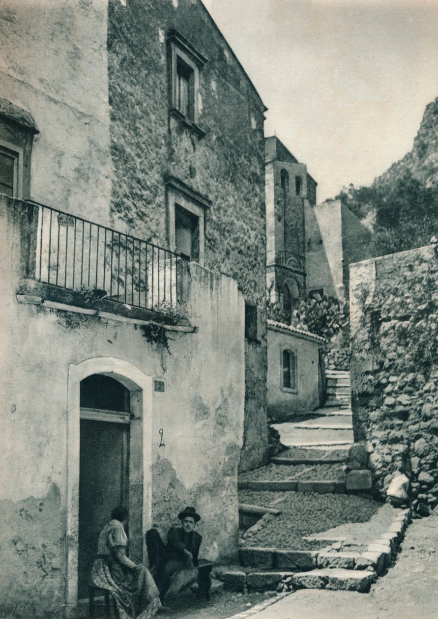 Rua em Taormina, Sicília, Itália, 1927 de Eugen Poppel