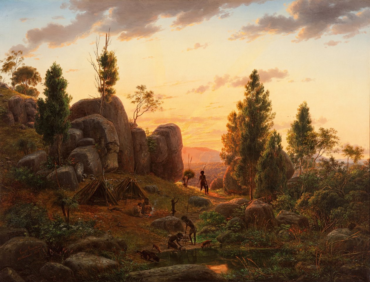 Elevações pedregosas, lago Corangamite de Eugene von Guérard