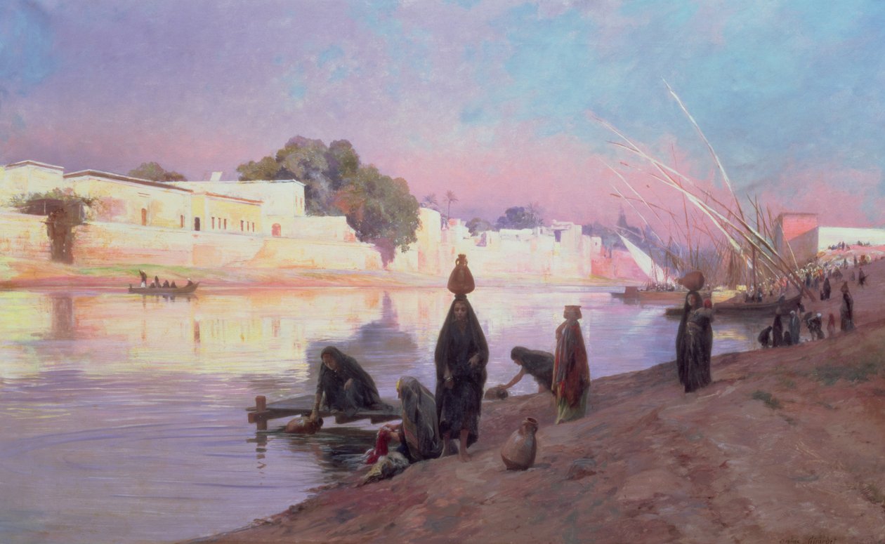 Lavadeiras nas margens do Nilo de Eugene Alexis Girardet