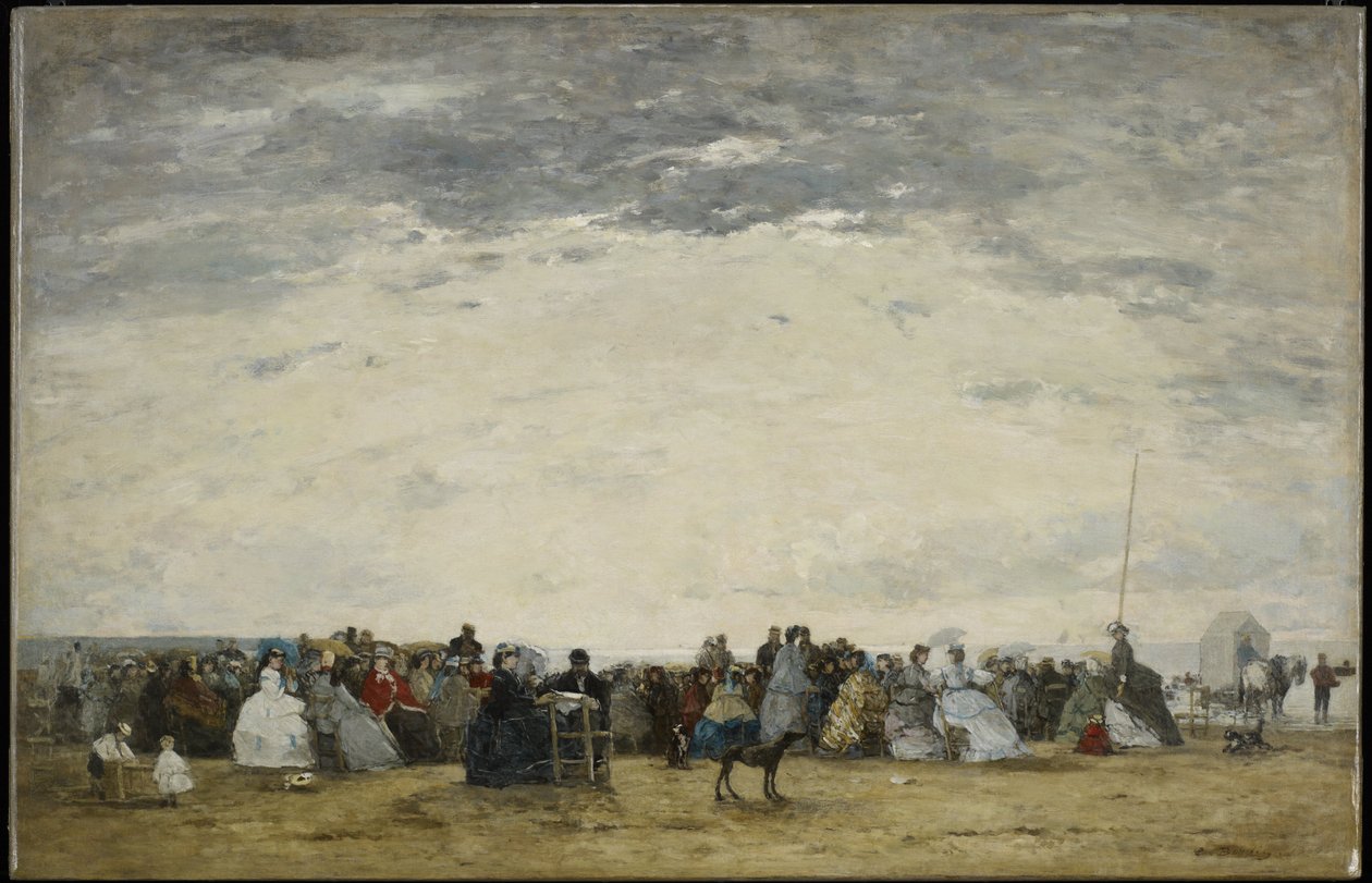 Veranistas na praia em Trouville de Eugene Louis Boudin