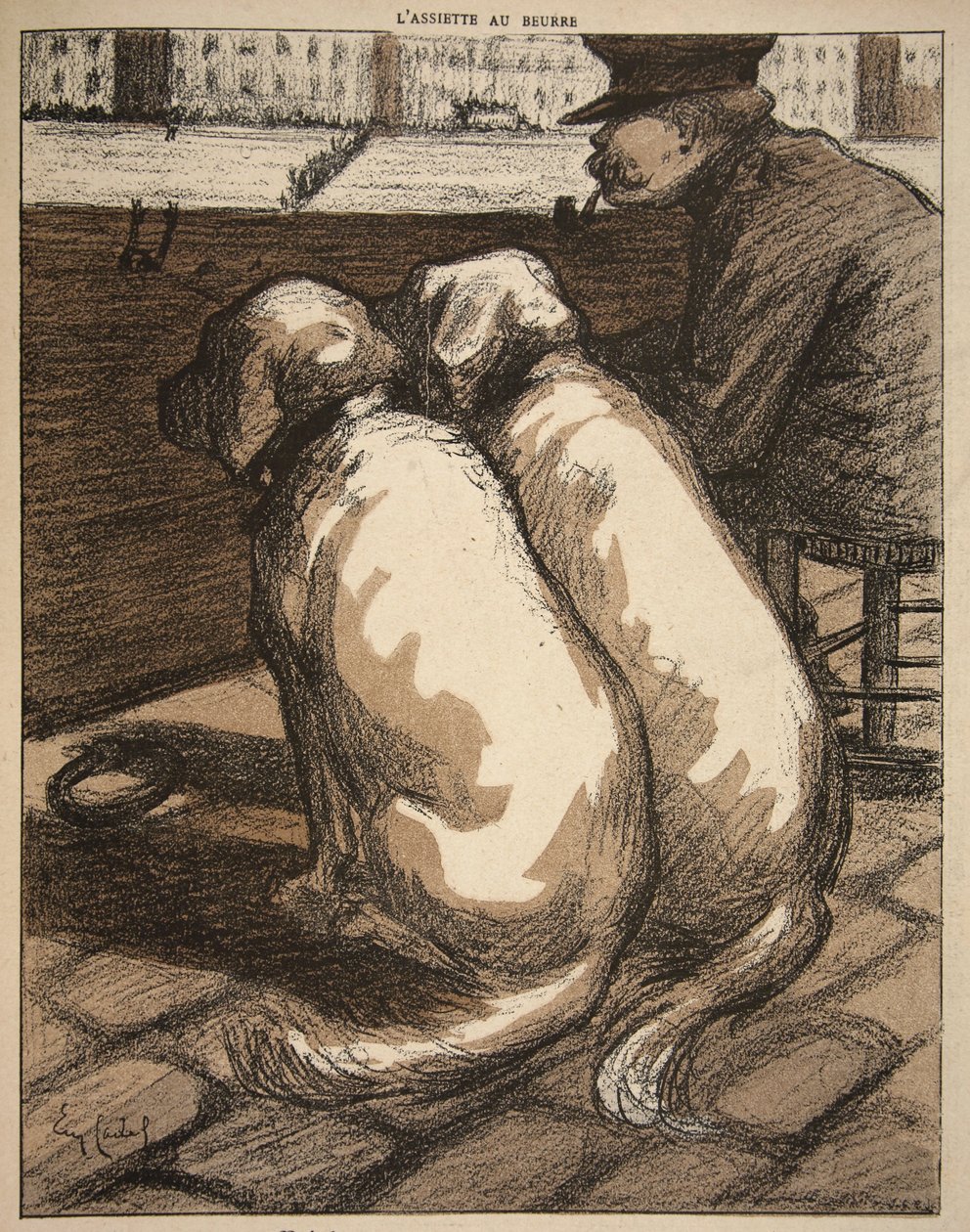 Salva-vidas no rio Sena, em Paris, ilustração de &39;The Butter Plate: The Officials&39;, 9 de agosto de 1902 de Eugene Cadel