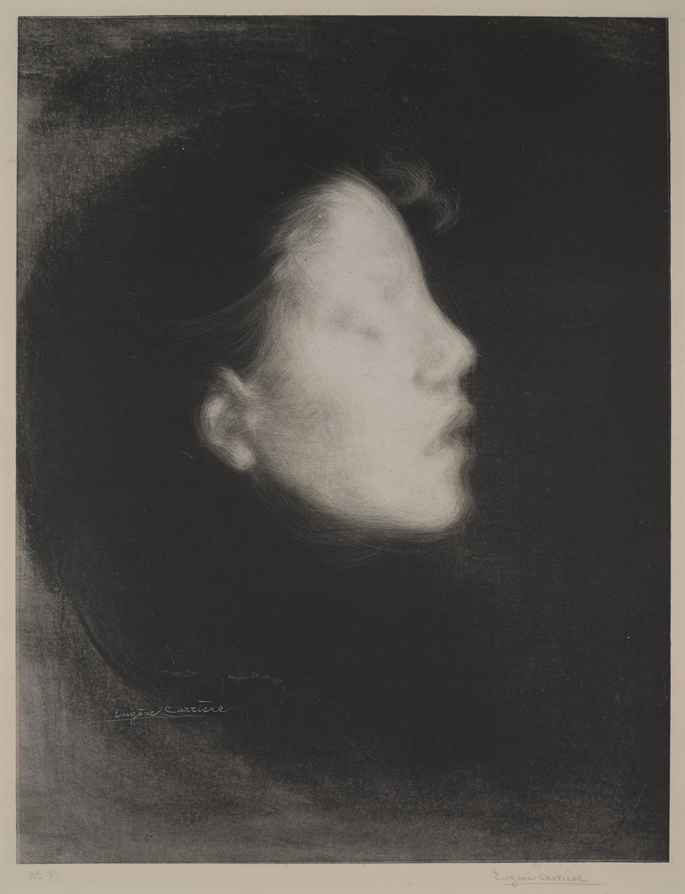 Nelly Carriere (cabeça de mulher), 1895 (litografia em papel de palha) de Eugène Carrière