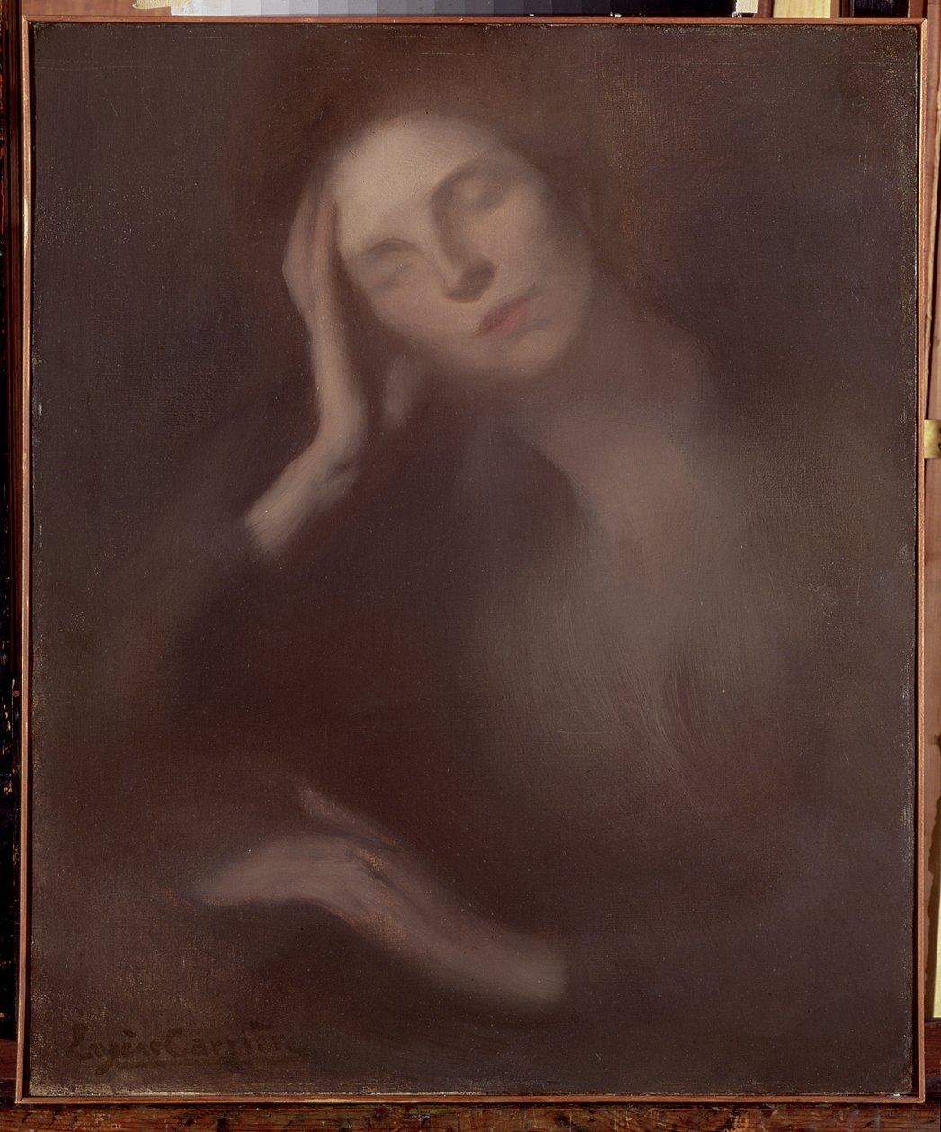 Mulher, inclinar-se, tabela, 1893 de Eugène Carrière