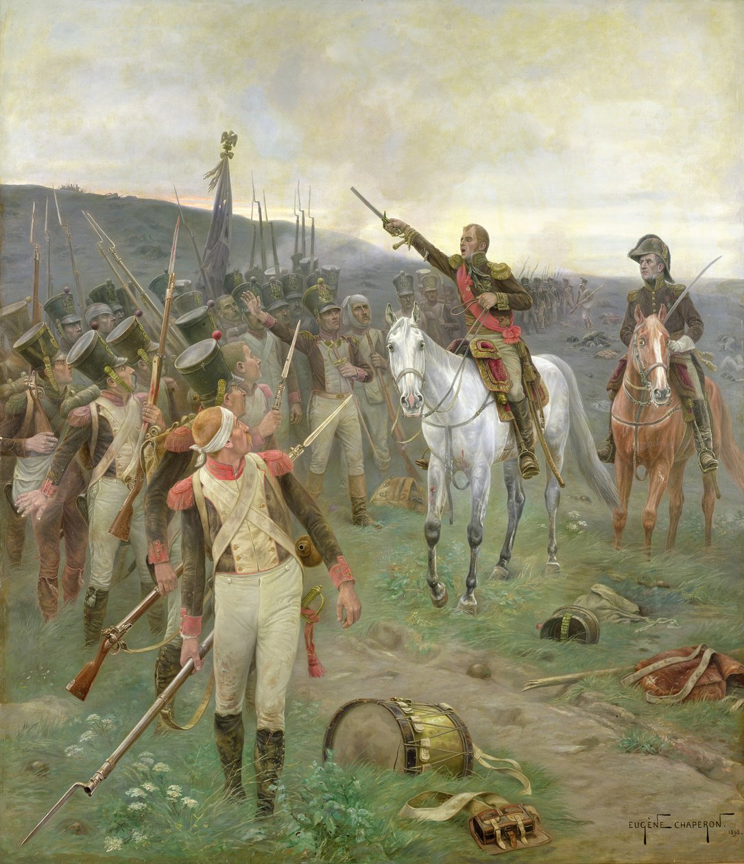 Marechal Ney reunindo as tropas em Waterloo, 1898 de Eugene Chaperon