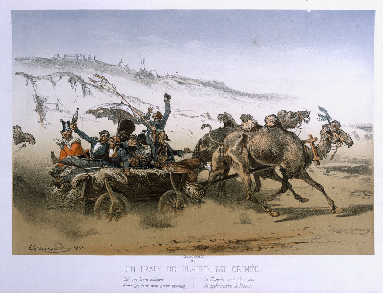 Um carroça de prazer na Criméia, publicado pela Wild 1854-55 de Eugene Charles Francois Guerard