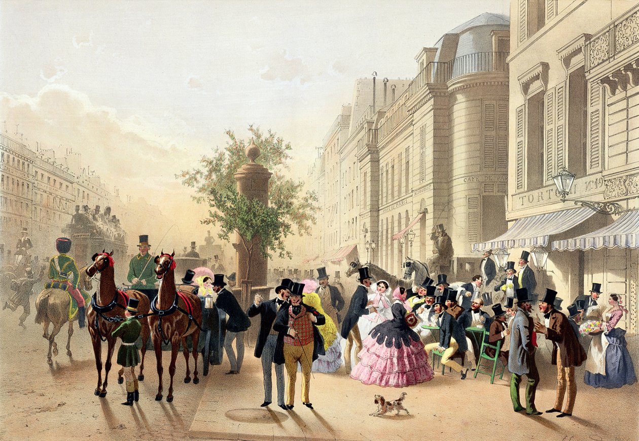 Boulevard des Italiens, de &39;Physionomies of Paris&39;, 1856 de Eugene Charles Francois Guerard
