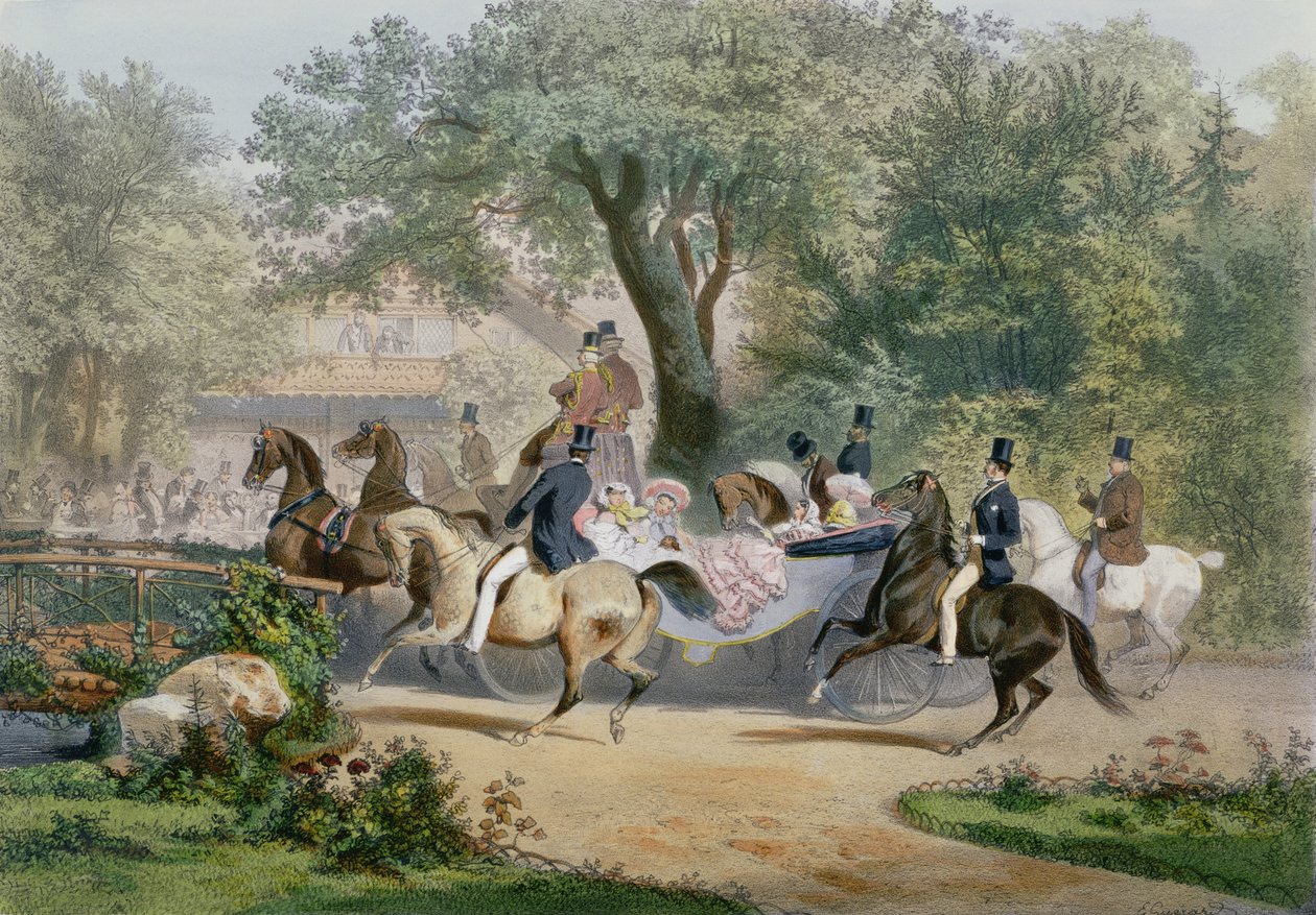 Caminhada de madeira de Eugene Charles Francois Guerard