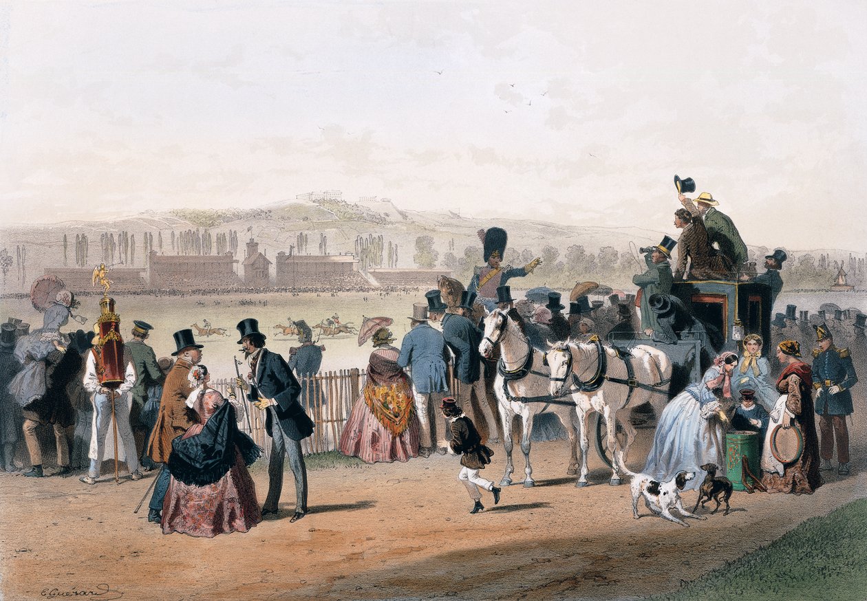 Hipódromo no Bois de Boulogne de Eugene Charles Francois Guerard