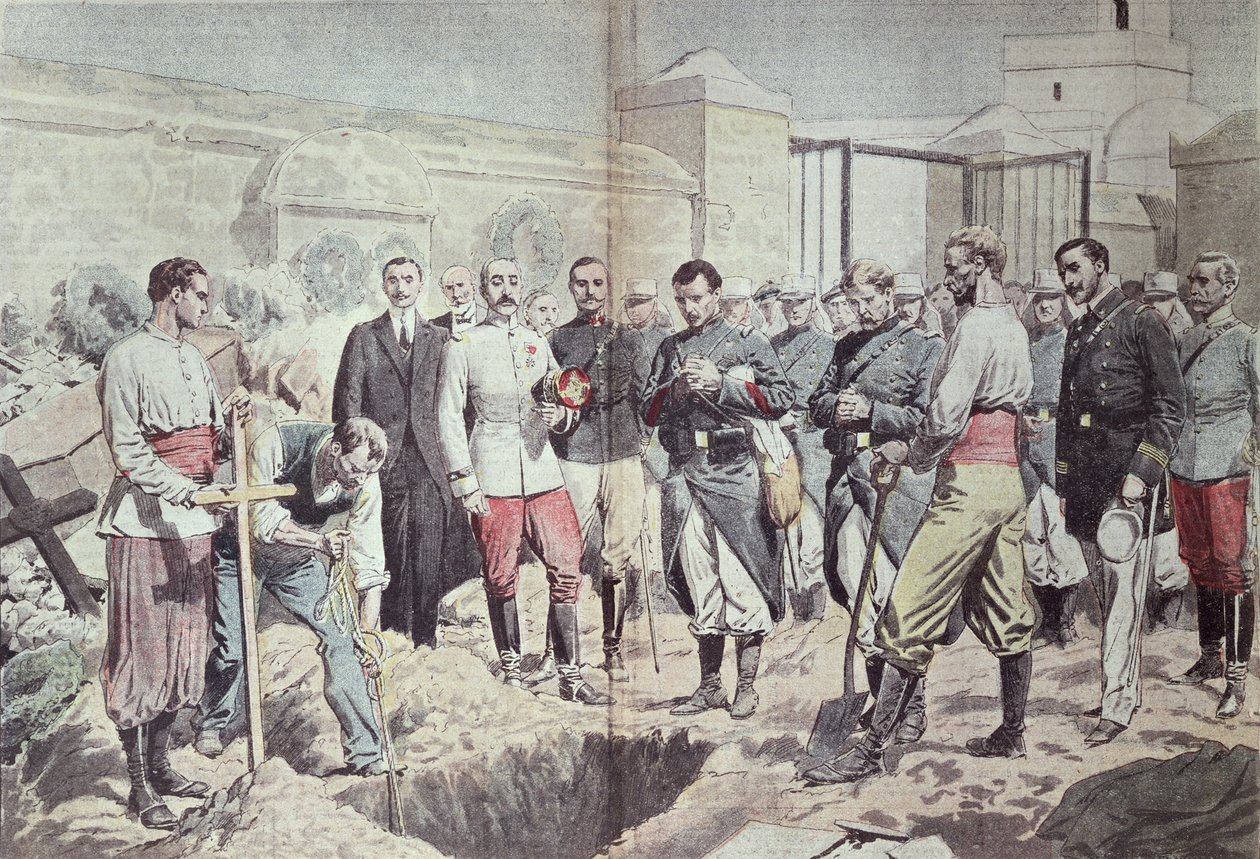 Legionários franceses em Marrocos em um enterro, ilustração de &39;Le Pelerin&39;, 25 de agosto de 1907 de Eugene Damblans