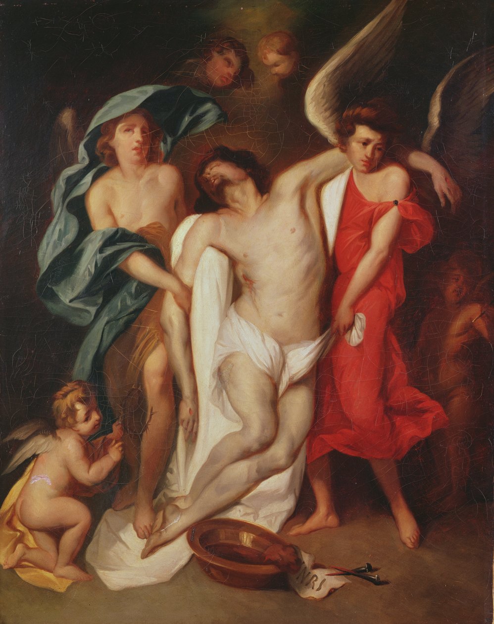 O corpo de Cristo carregado pelos anjos de Ferdinand Victor Eugene Delacroix