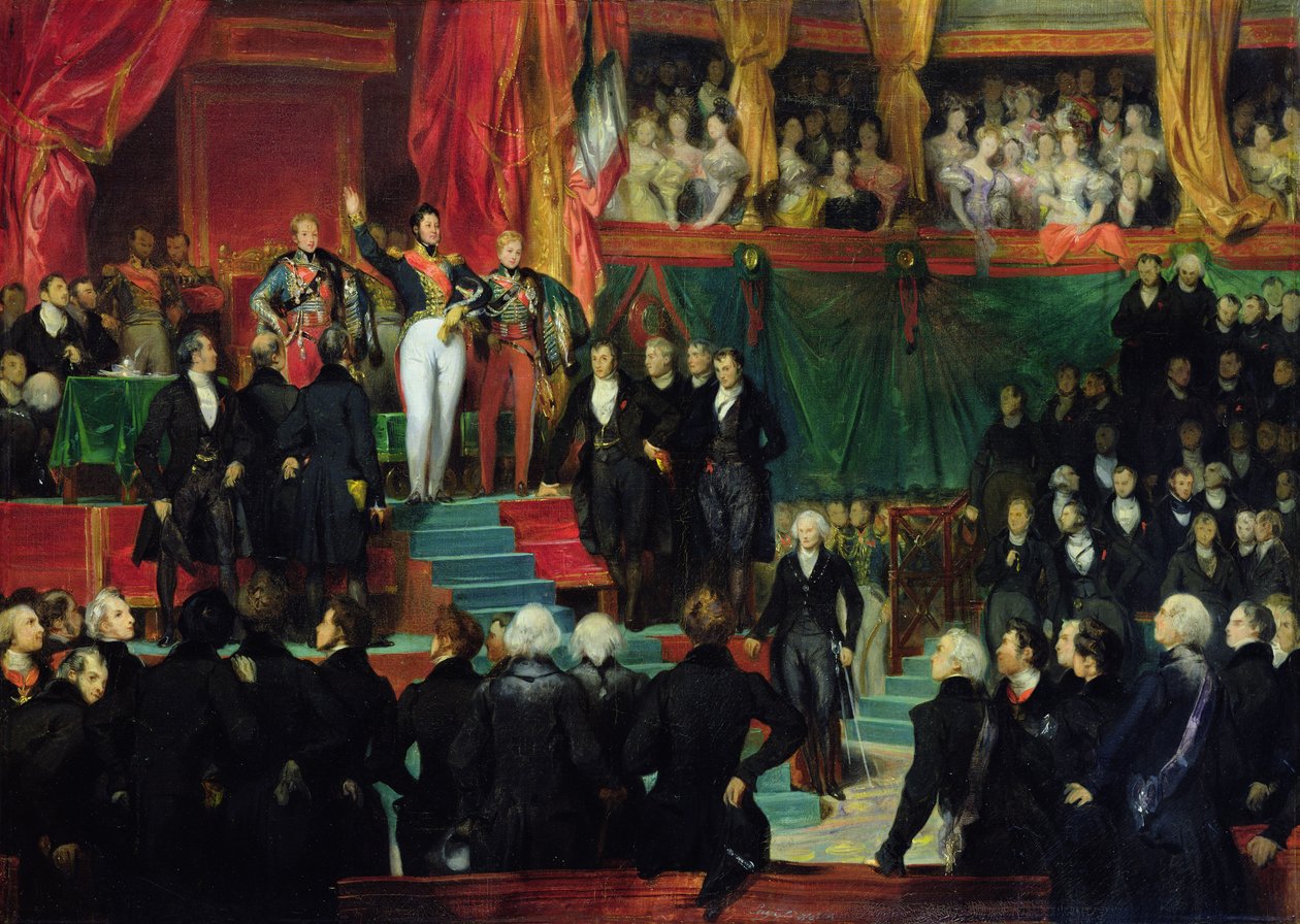 Louis-Philippe (1773-1850) é empossado como rei perante a Câmara dos Deputados, 9 de agosto de 1830. de Eugene Deveria