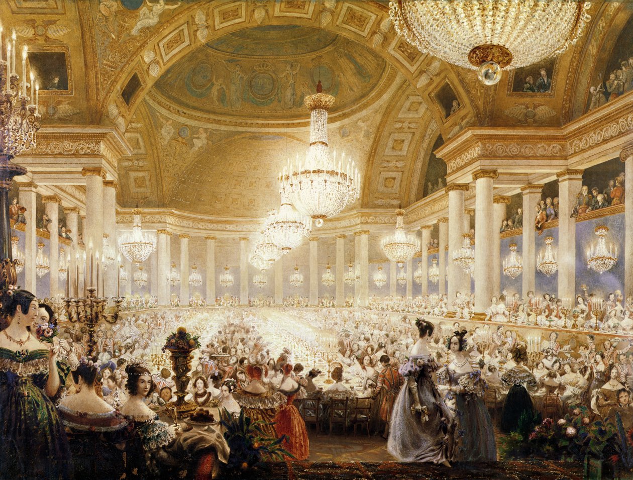 Mulheres jantando no Tuileries em 1835 de Eugene Emmanuel Viollet le Duc