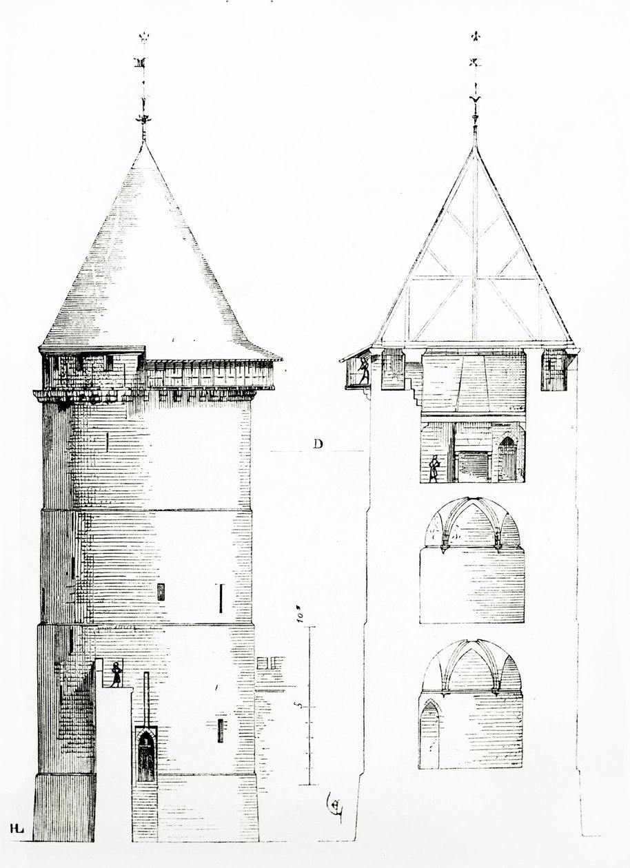 Desenho de &39;Dictionnaire raisonne de arquitetura francesa do século 11 ao século 16&39;, 1861 de Eugene Emmanuel Viollet le Duc
