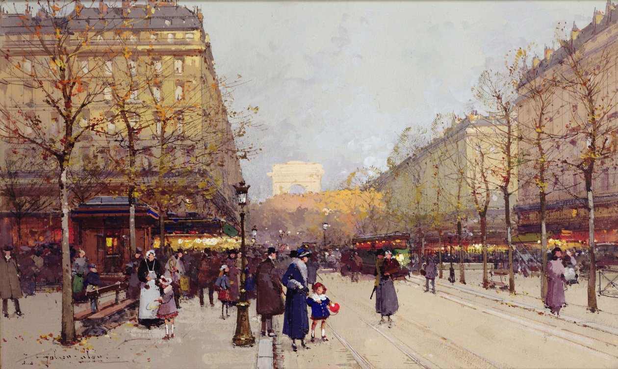 Champs Elysees, Paris de Eugene Galien Laloue