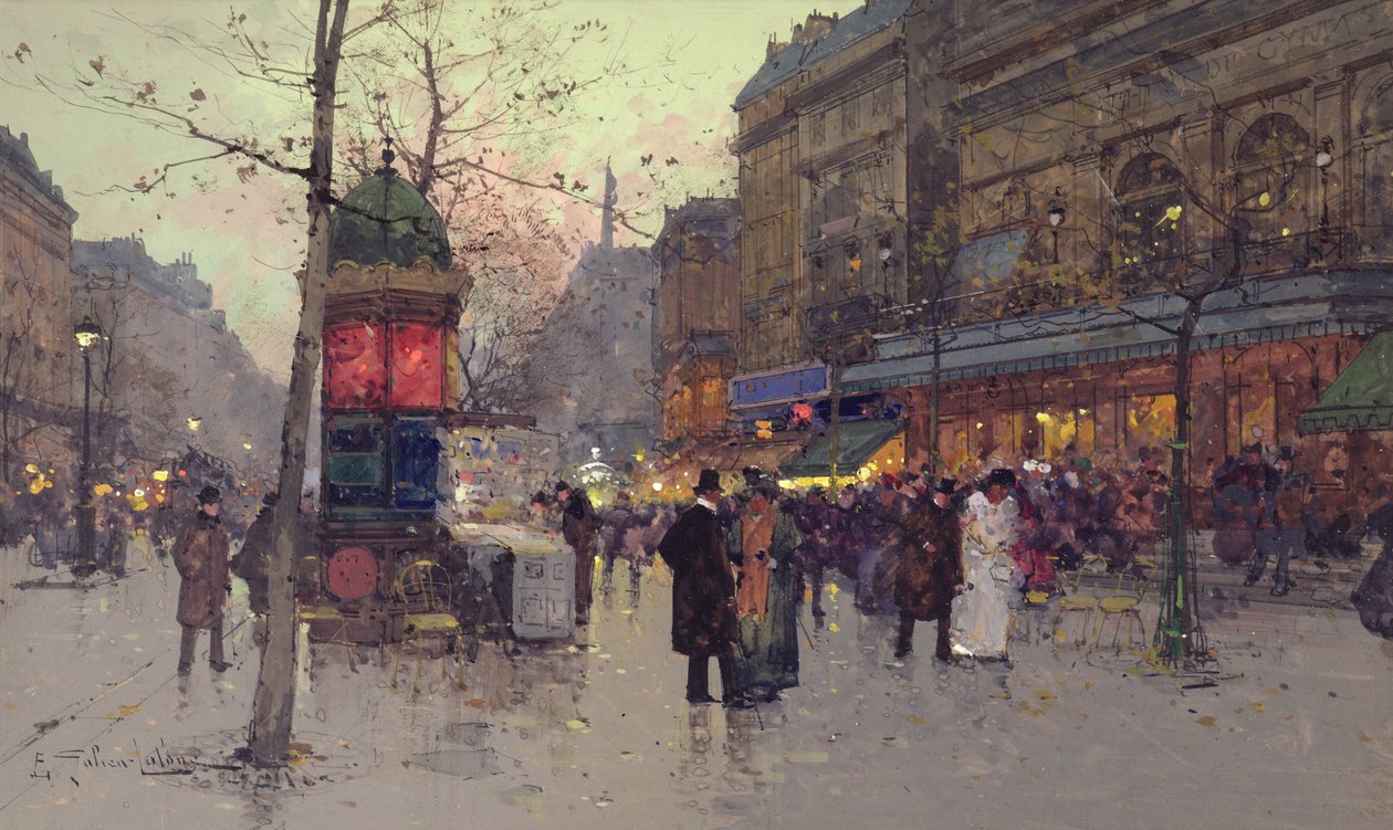 Cena de rua de Paris de Eugene Galien Laloue