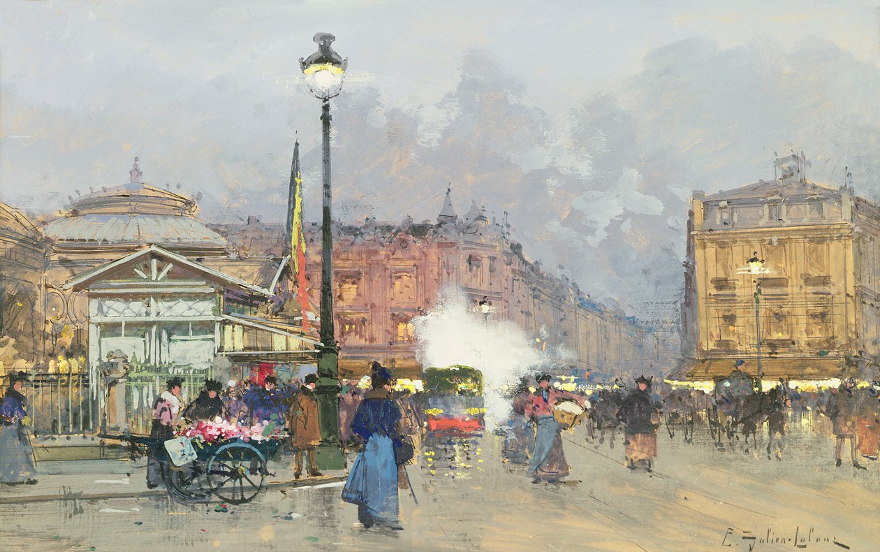 Place de l&39;Opera, Paris de Eugene Galien Laloue