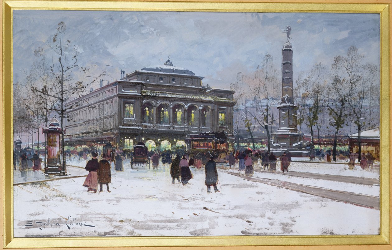 A Place du Chatelet, Paris de Eugene Galien Laloue