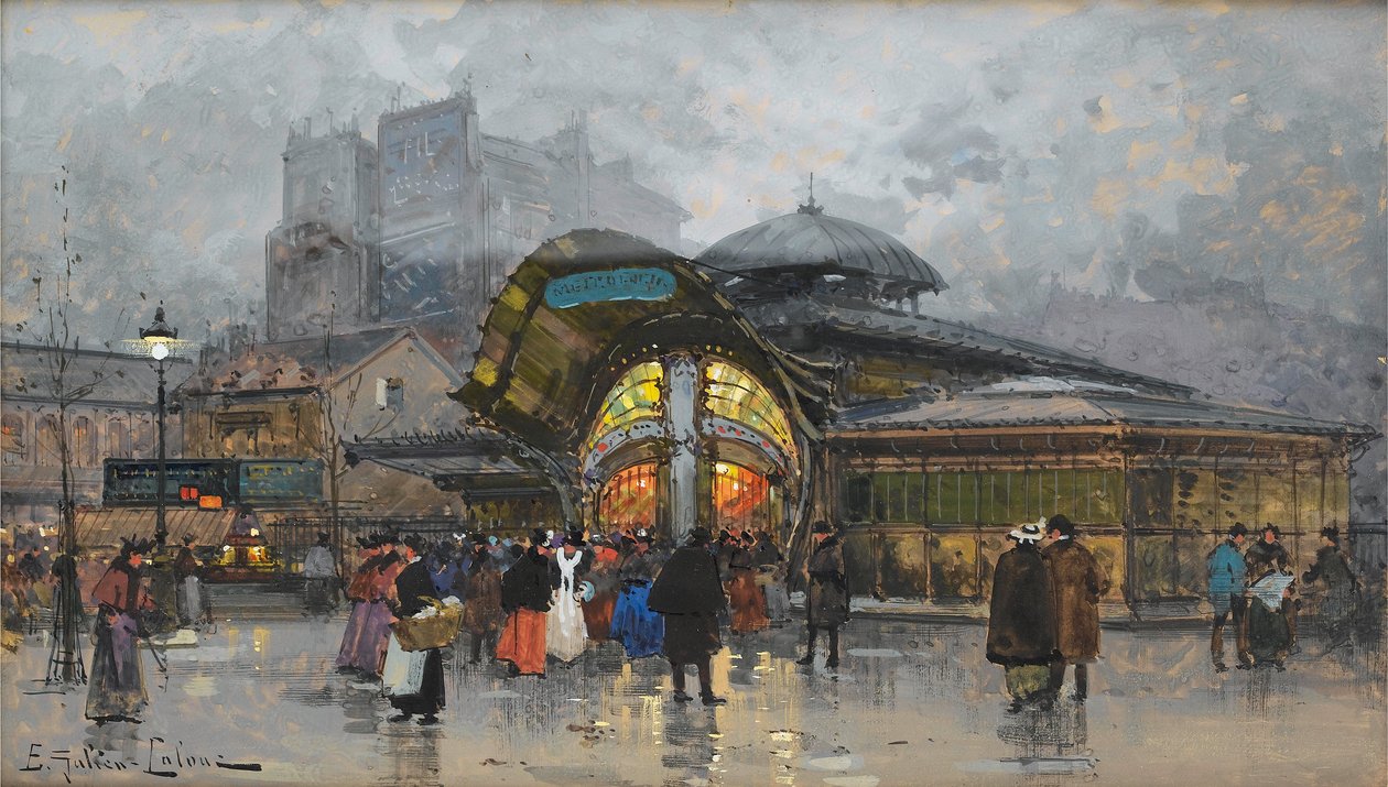 Paris, estação de metro Bastille de Eugene Galien Laloue