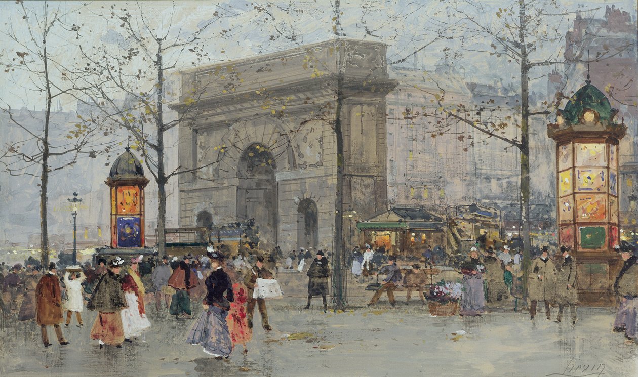 Cena de rua em Paris de Eugene Galien Laloue
