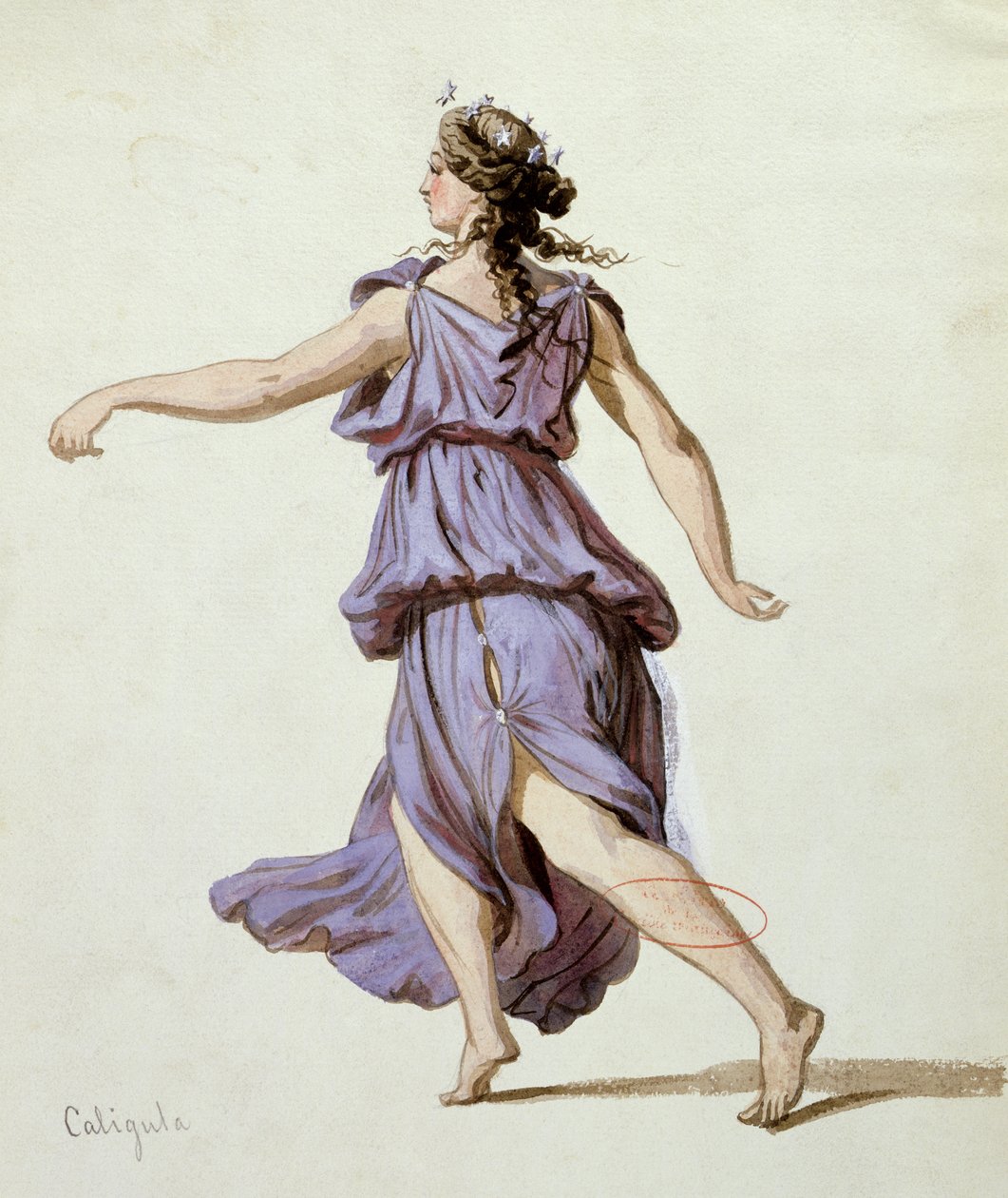 Hora da noite, figurino para a primeira produção de &39;Calígula&39; por Alexandre Dumas (1802-70) na Comédie Française, dezembro de 1837 de Pierre François Eugène Giraud