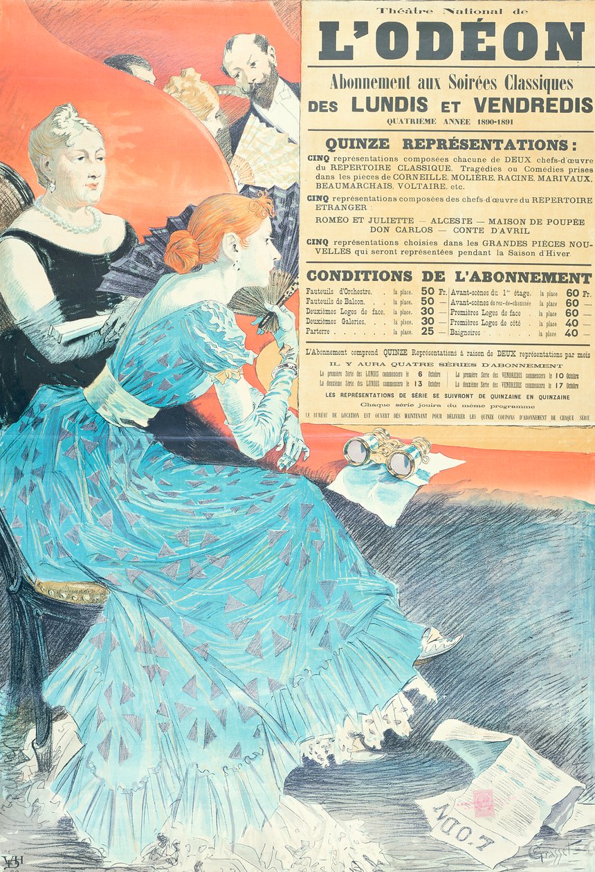Propaganda para o Teatro Odeon, 1890 de Eugene Grasset