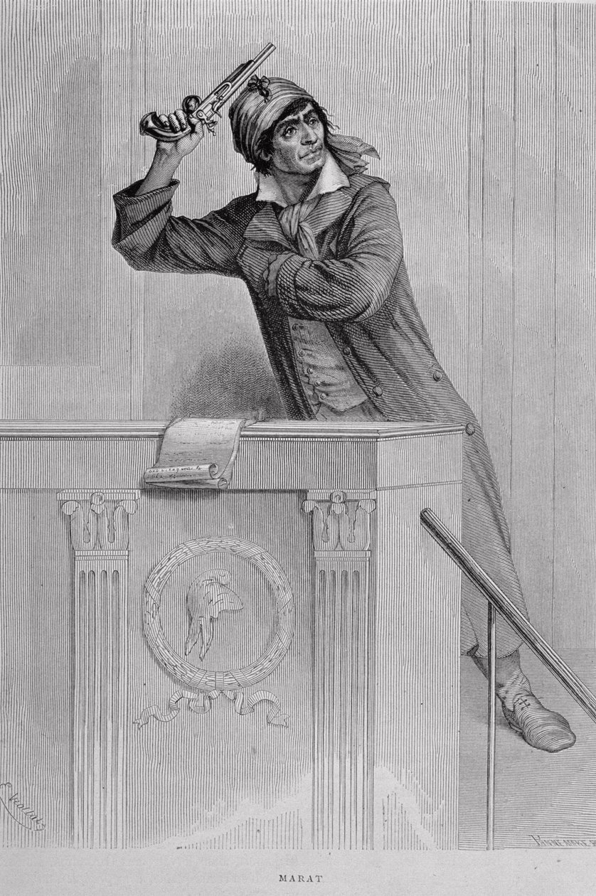 Jean Paul Marat (1743-93) Revolução Revitadora, gravada por Stephane Pannemaker (1847-1930) de Eugene Joseph Viollat