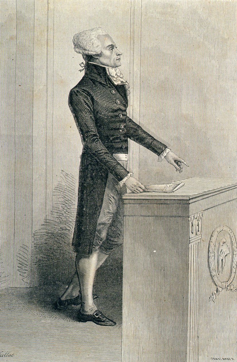 Maximilien de Robespierre (1758-94) Orating, gravado por Stephane Pannemaker (1847-1930) de Eugene Joseph Viollat