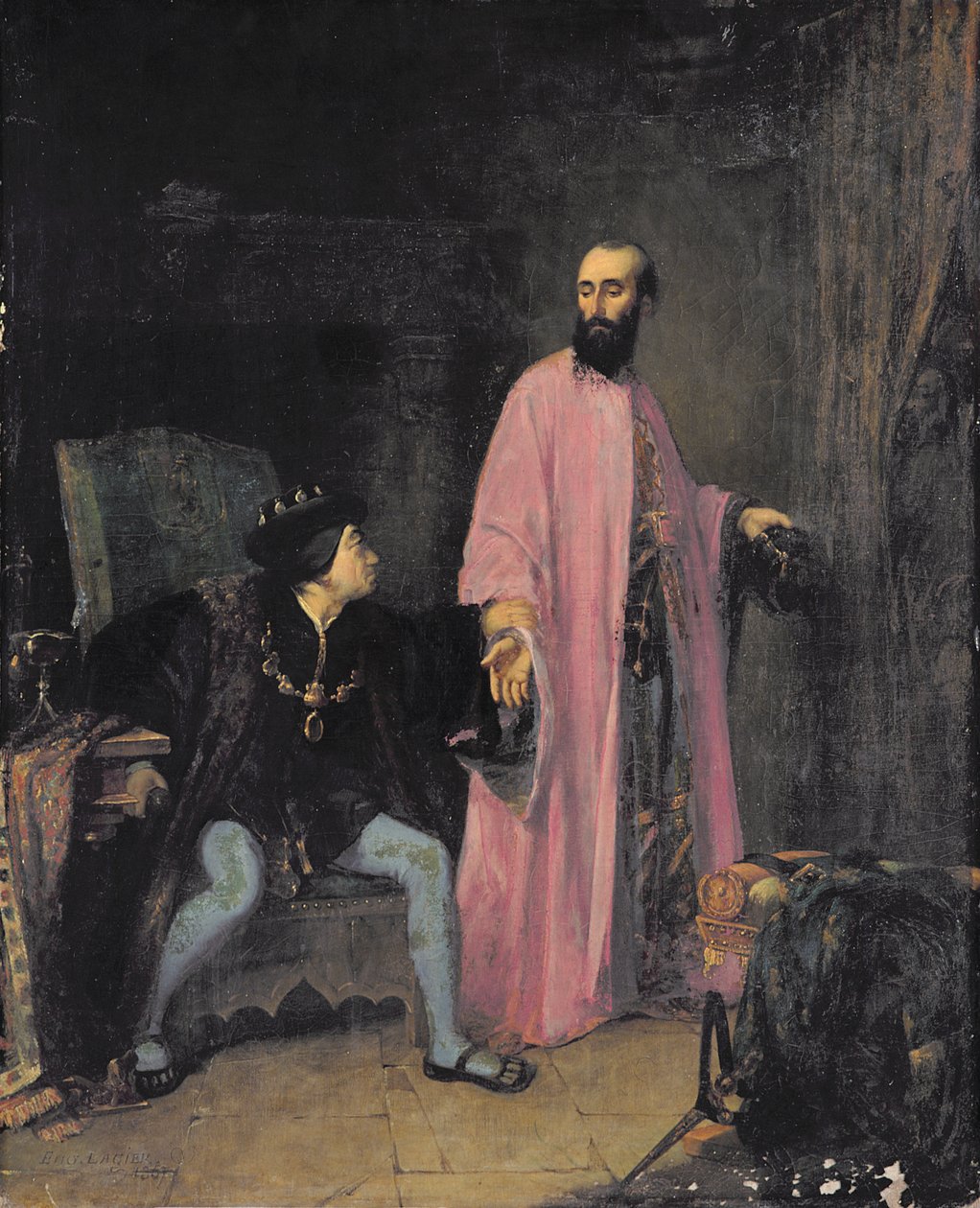 Louis XI (1423-83) e seu médico, 1857 de Eugene Lagier