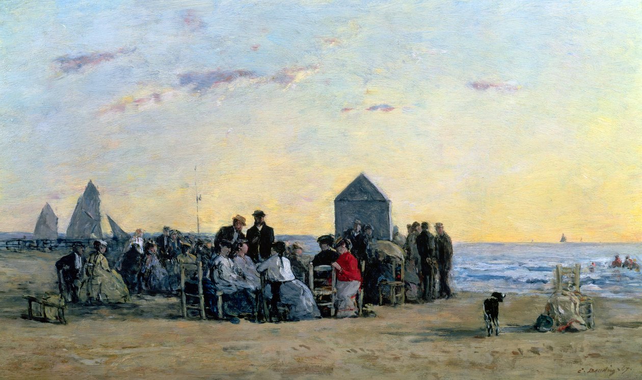Cena de praia em Trouville - Sunset, 1867 de Eugene Louis Boudin