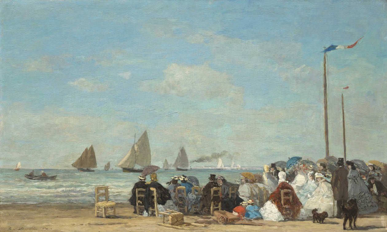 Cena de praia em Trouville, 1863 (óleo sobre madeira) de Eugene Louis Boudin