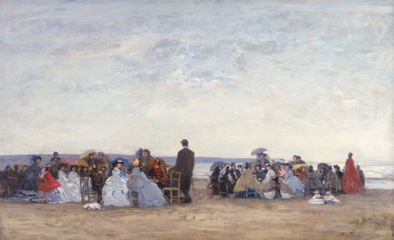 Cena da praia perto de Trouville, c.1863-66 de Eugene Louis Boudin