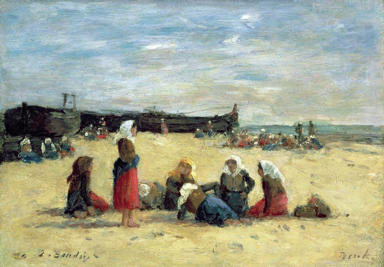Berck, pescadoras na praia, 1876 de Eugene Louis Boudin