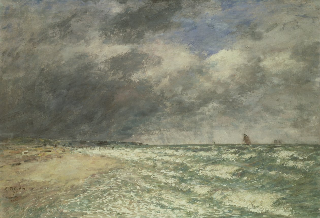 Tempo Gusty sobre o mar, Deauville, 1895 de Eugene Louis Boudin