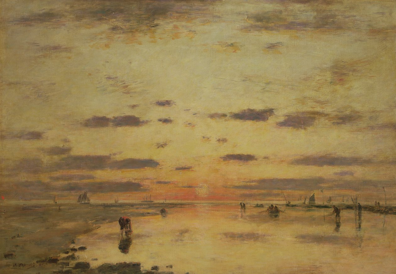 Maré baixa e pôr do sol, 1885 de Eugene Louis Boudin