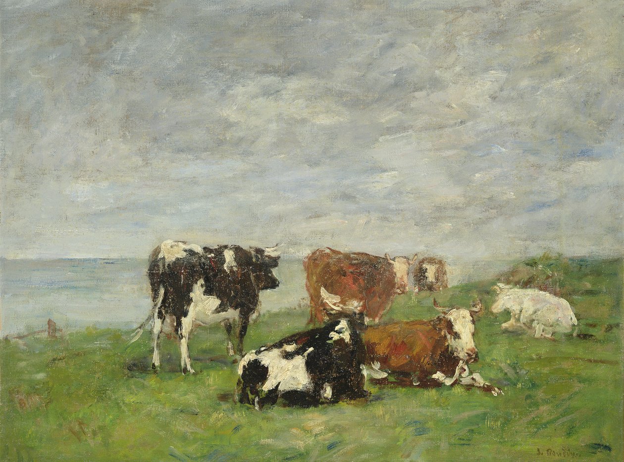 Pasto à beira-mar, c.1880-85 de Eugene Louis Boudin