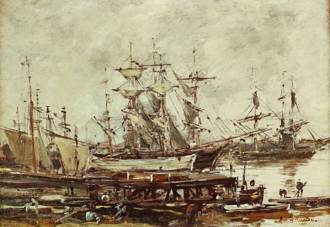 Navios à vela no porto de Bordeaux de Eugene Louis Boudin