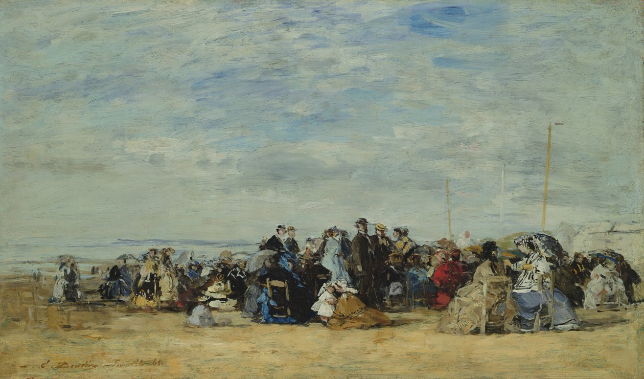 A praia em Trouville, 1866 de Eugene Louis Boudin