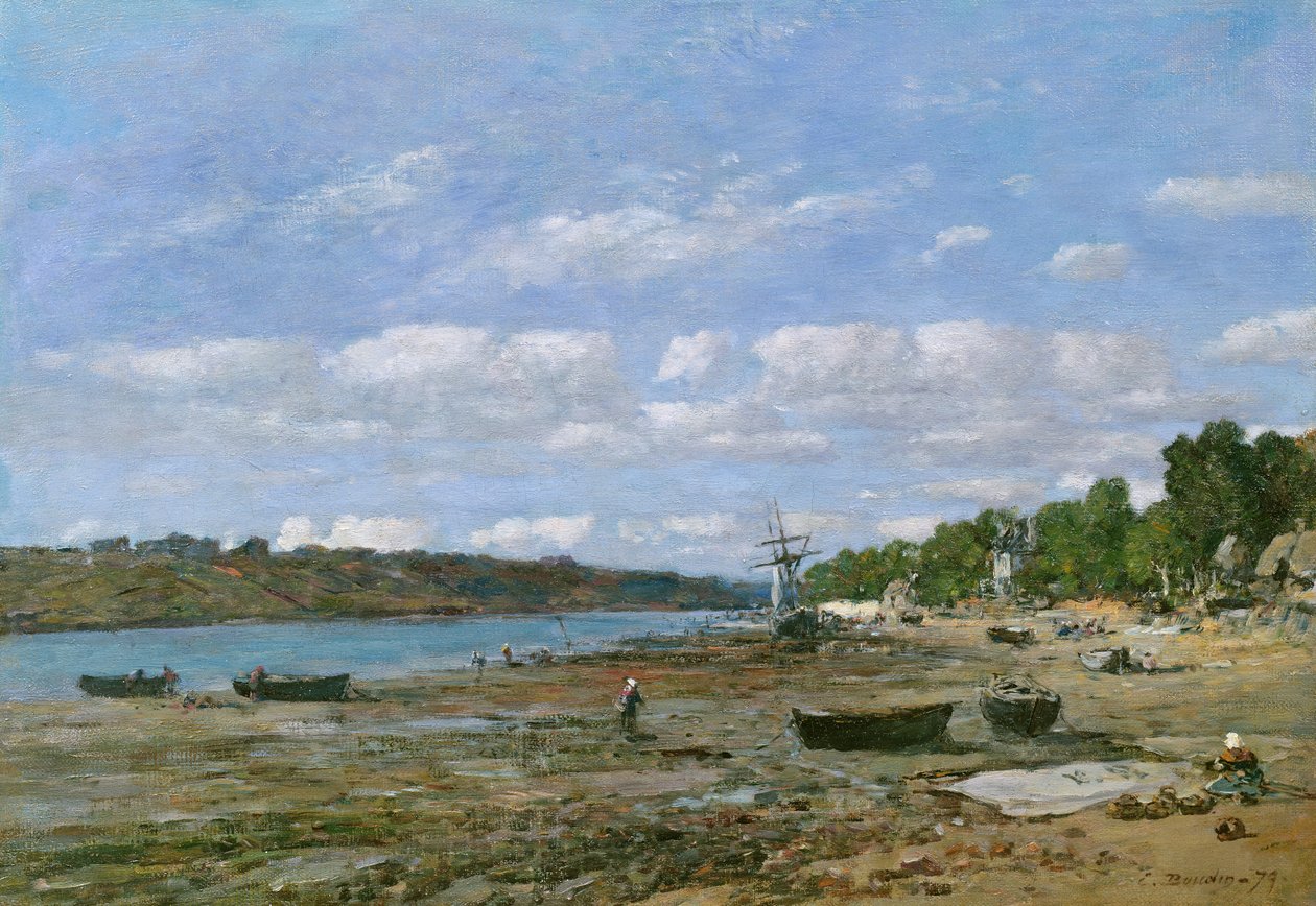 A praia na maré baixa, 1879 de Eugene Louis Boudin