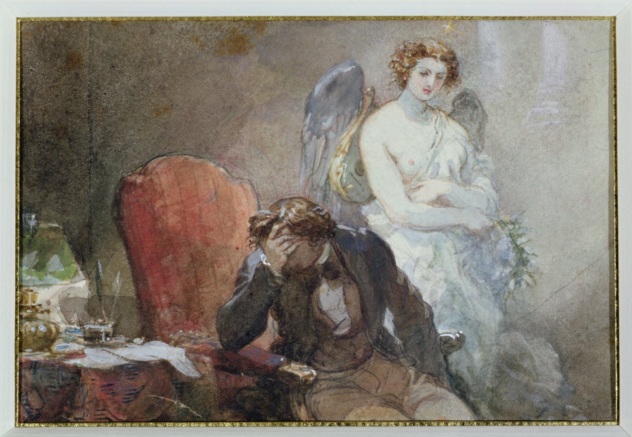 A noite de outubro, ilustração de &39;Les Nuits&39; por Alfred de Musset (1810-57) de Eugene Louis Lami