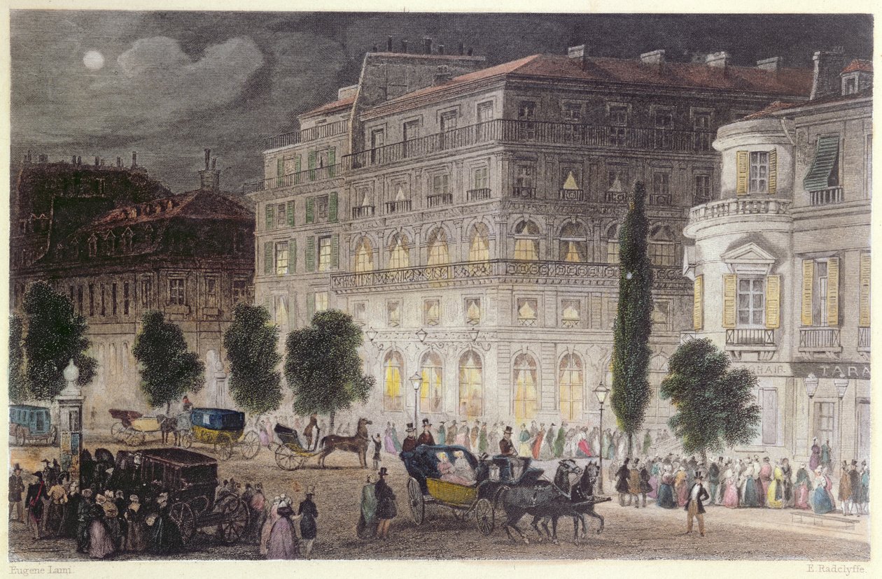 Vista do Boulevard des Italiens, gravada por E. Radclyffe, c.1840-50 de Eugene Louis Lami