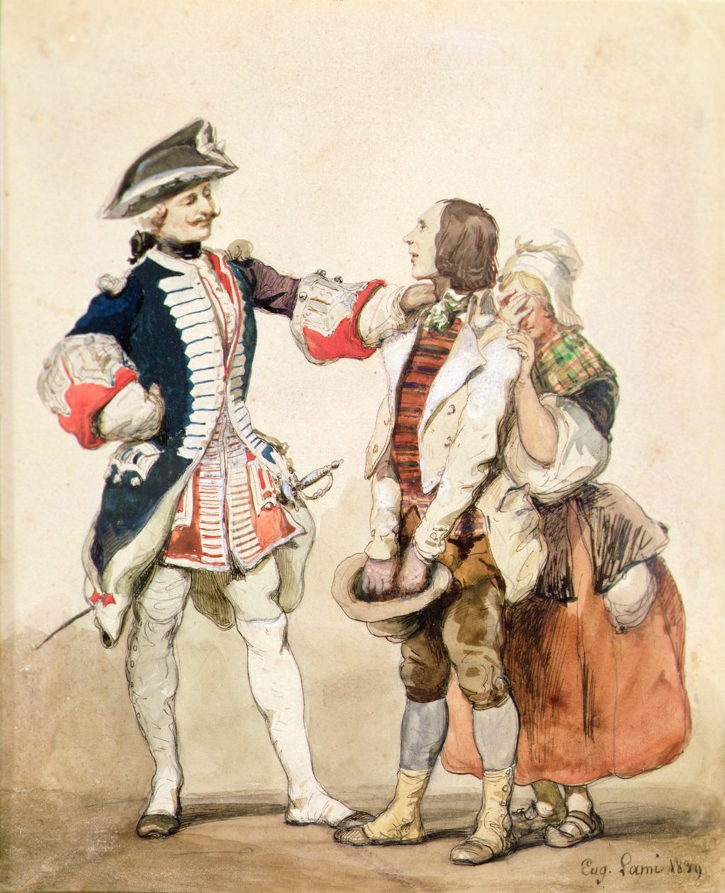 Um soldado com camponeses de Eugene Louis Lami