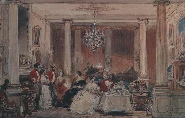 Interior da Casa Colworth, Bedfordshire de Eugene Louis Lami