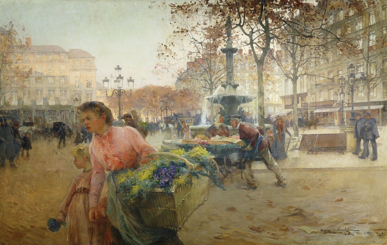 Place du Theatre Francais, Paris de Eugene Galien Laloue