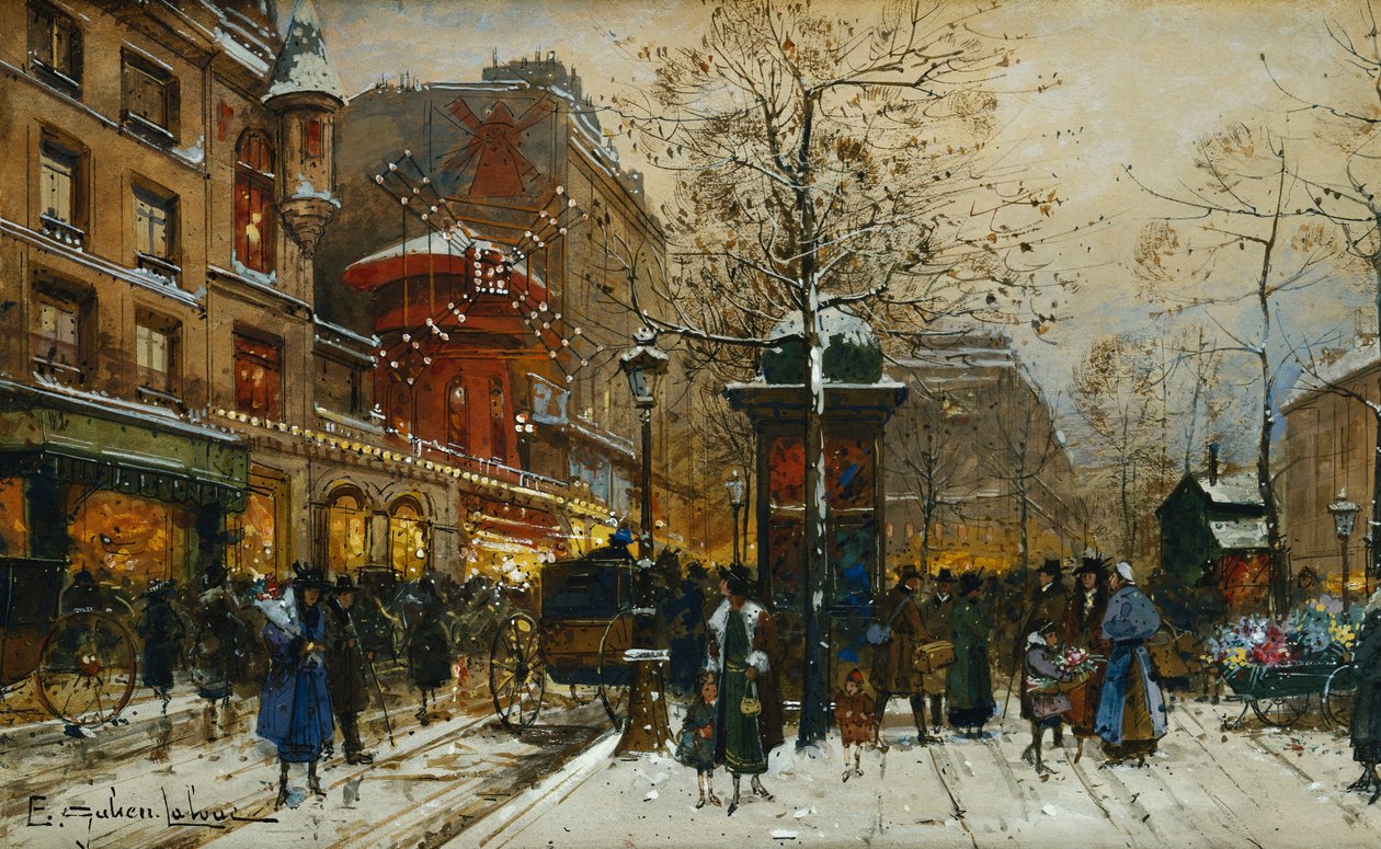 O Moulin Rouge, Paris de Eugene Galien Laloue