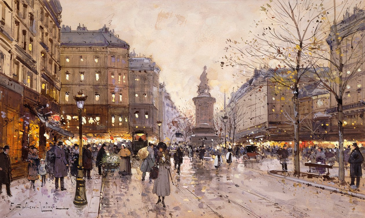 Uma noite de outono em Paris de Eugene Galien Laloue