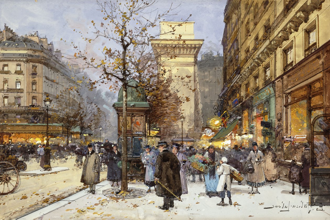 Figuras no Le Boulevard St. Denis no Crepúsculo de Eugene Galien Laloue