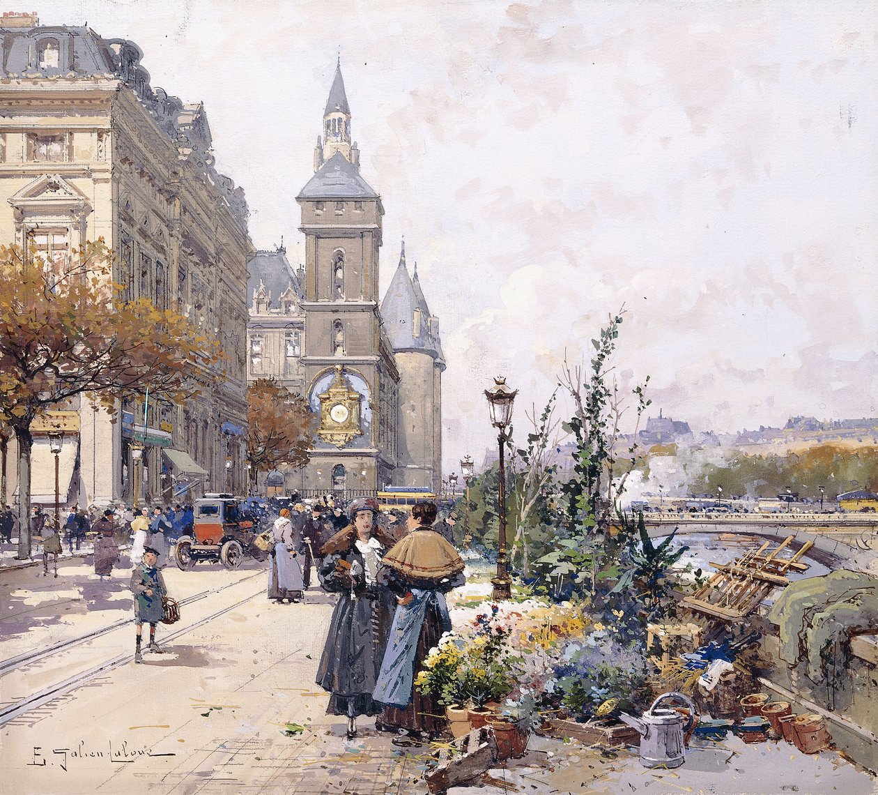 O Quai aux Fleurs e Hotel de Eugene Galien Laloue