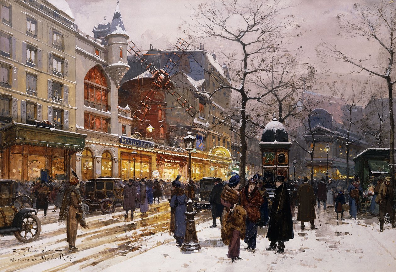 Matinê no Moulin Rouge, Paris de Eugene Galien Laloue