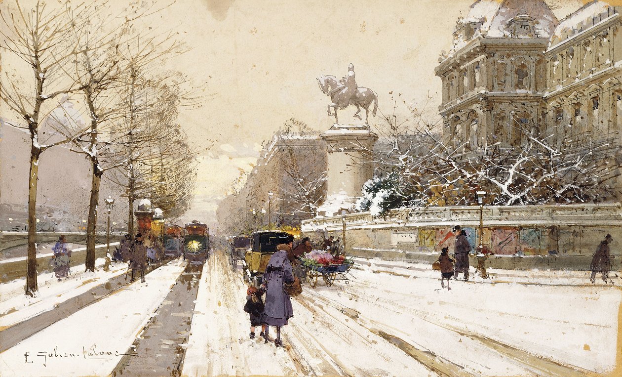 Paris no inverno de Eugene Galien Laloue
