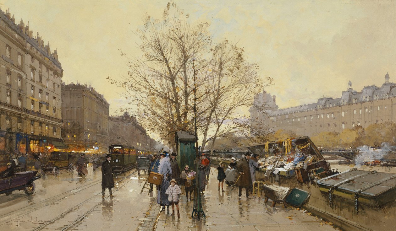 As Docas de Paris; Les Quais a Paris de Eugene Galien Laloue